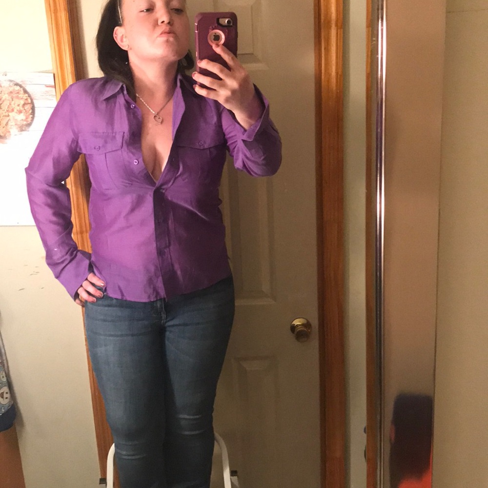 Lauren sheer purple button down by Ralph Lauren